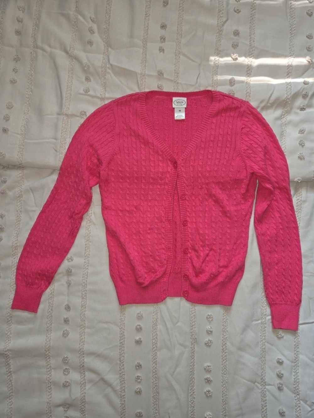 Talbots Kids Cable-knit Cardigan Sweater - Bright Pink